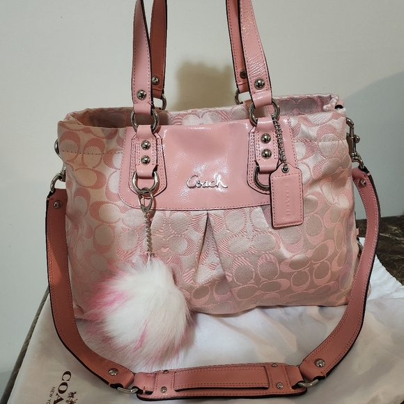 Coach Monogram Ashley Blush Pink  2way Shoulder Bag EUC - Picture 7 of 16